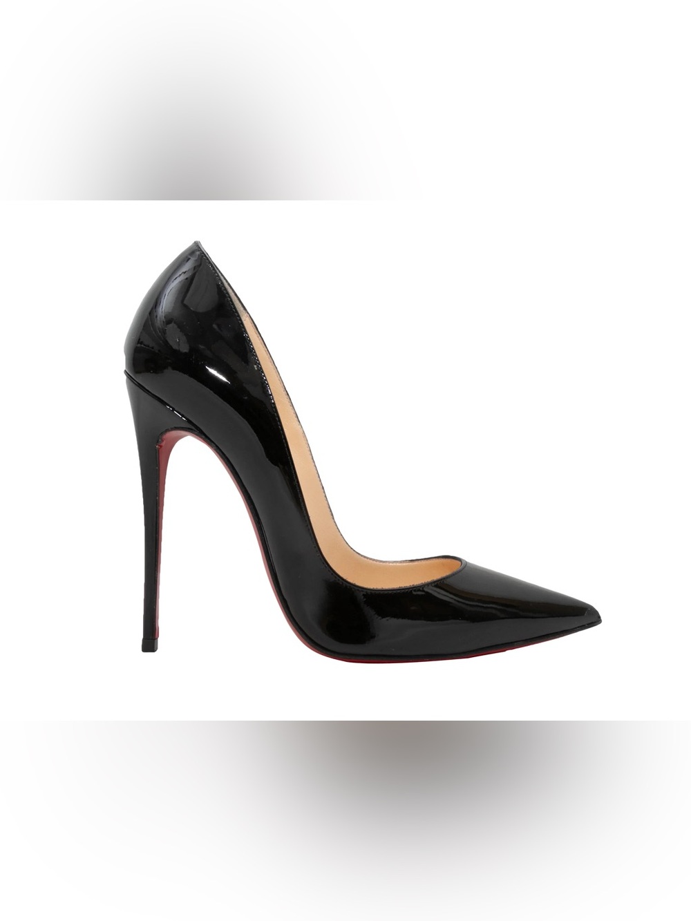 Christian Louboutin Black Patent Pointed-Toe Stiletto with Red Sole
